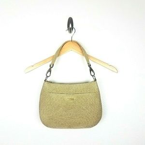 Eric Javits Squishee Woven Tan Clip Shoulder Purse